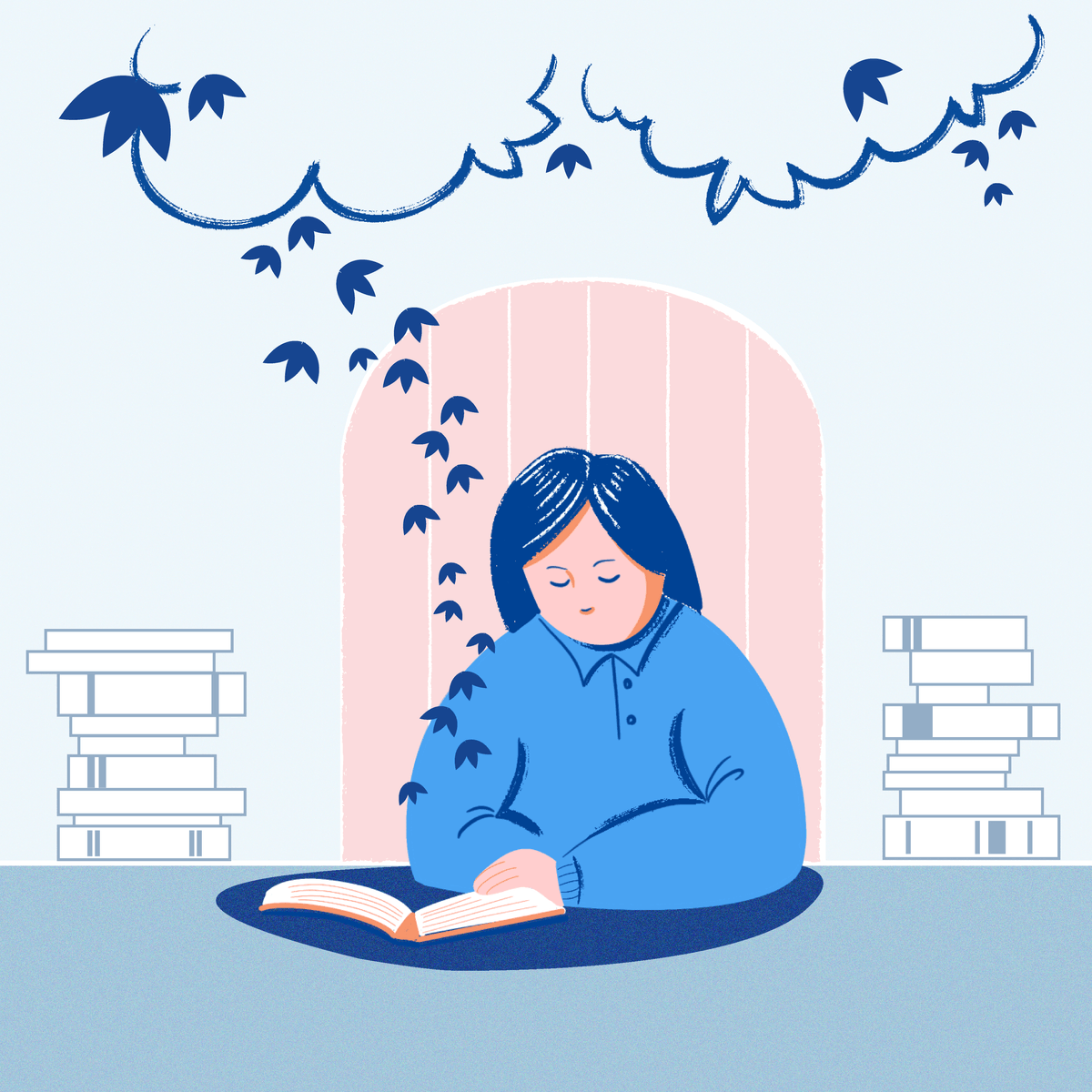 Reading in secret garden